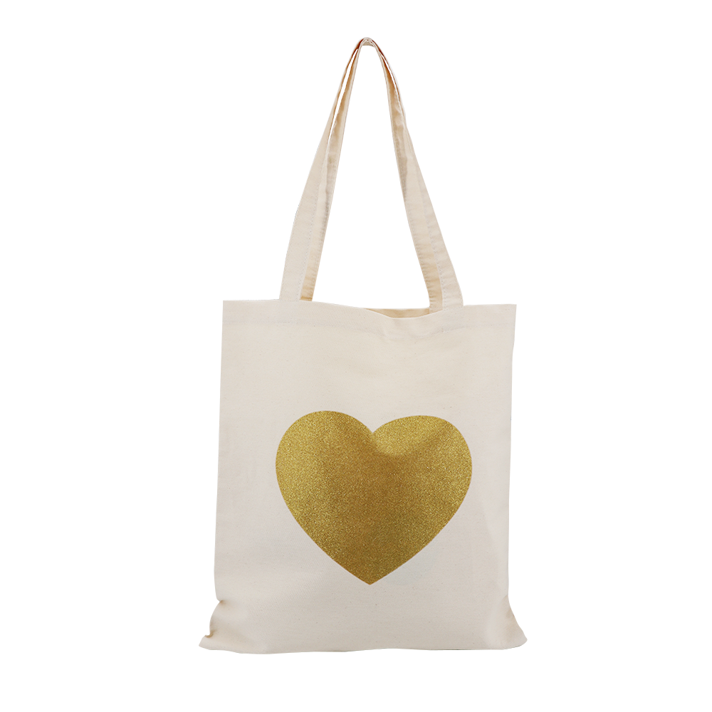 Shopper In Tessuto Con Stampa Serigrafica Glitterata
